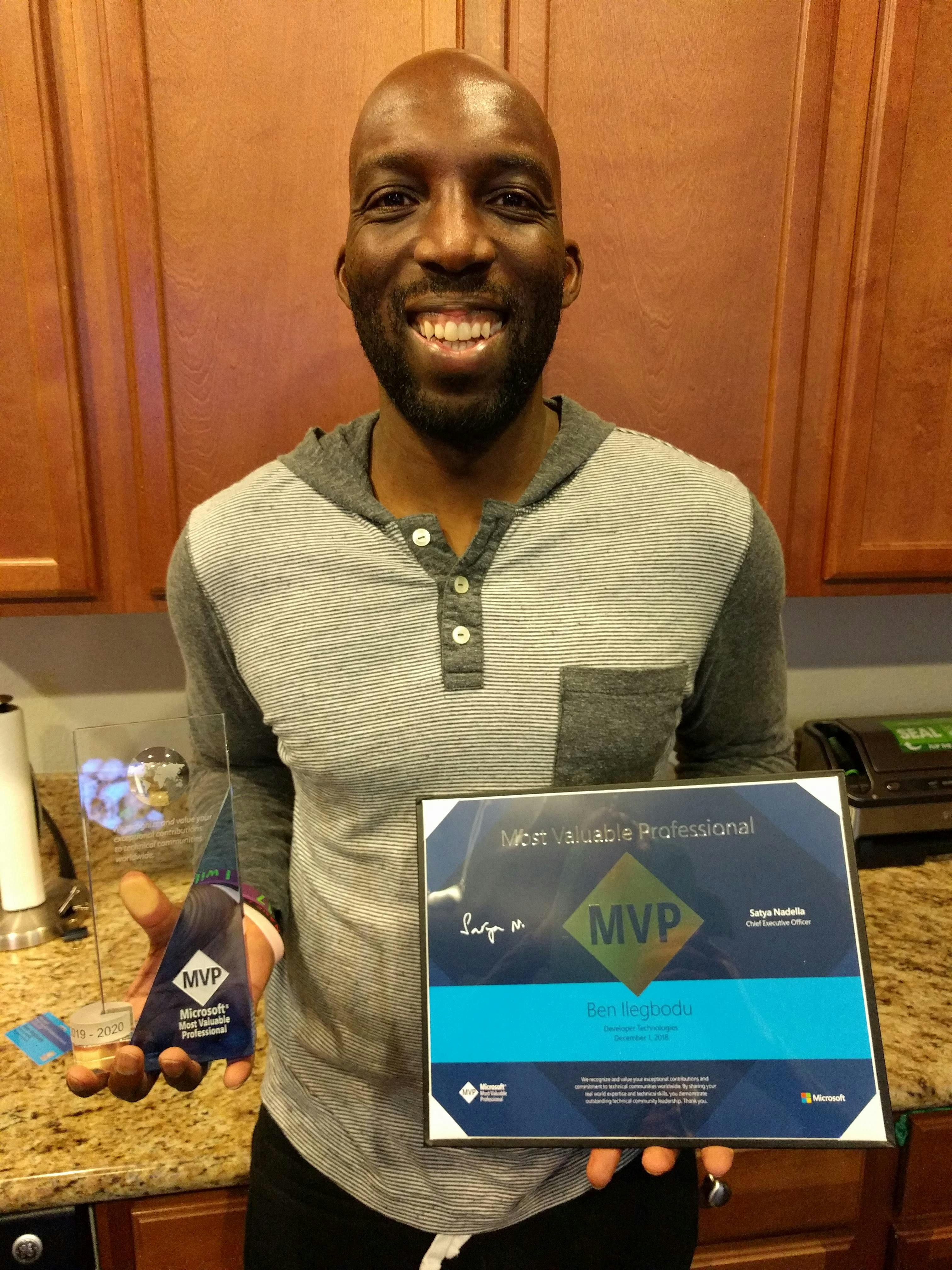 Ben Ilegbodu receiving Microsoft MVP award