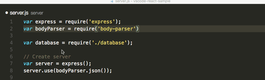 Animated screenshot of the npm intellisense VS Code extension