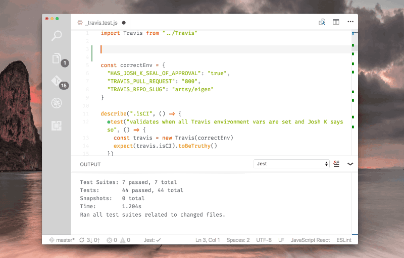 Animated screenshot of the Jest VS Code extension