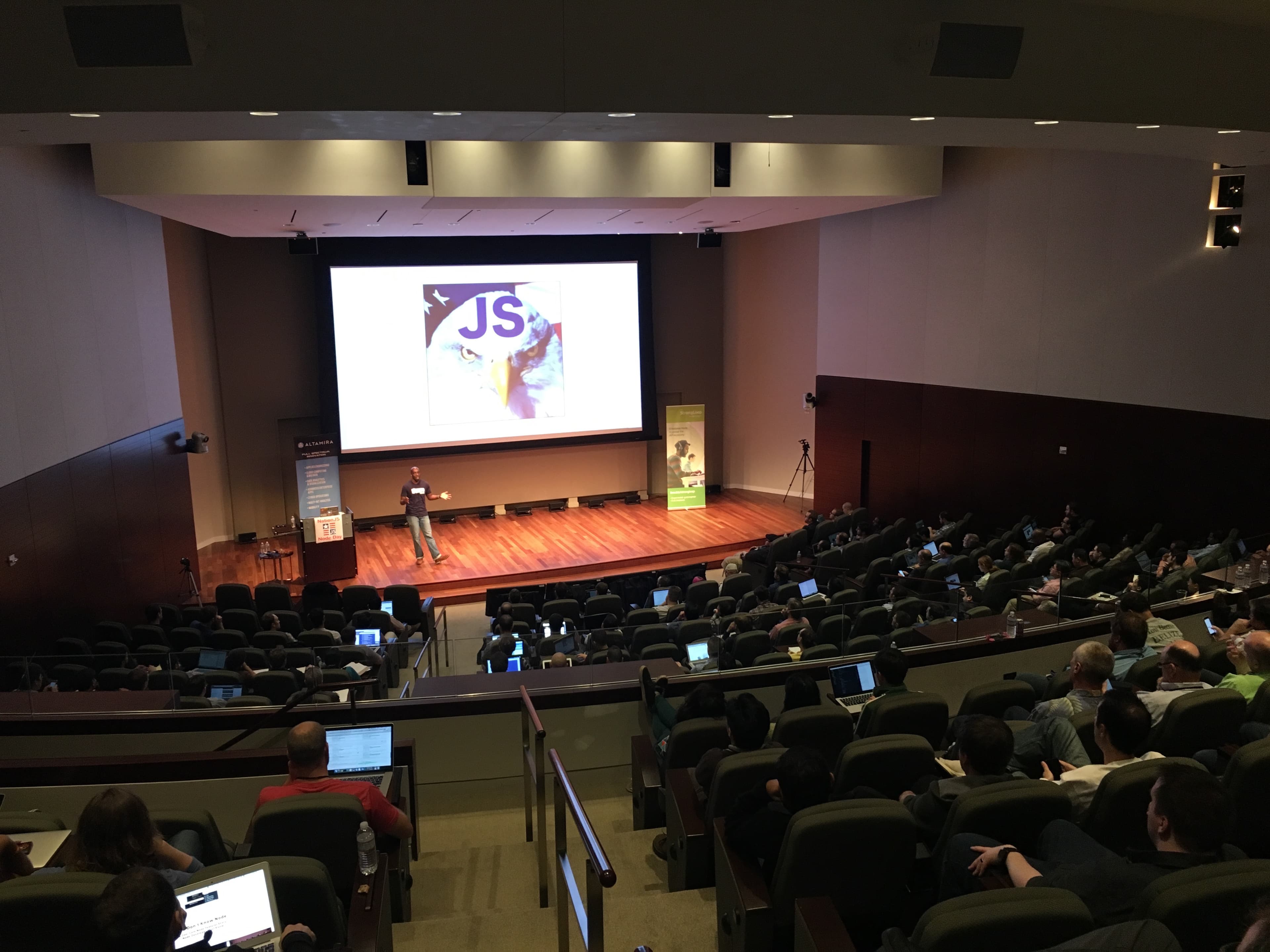 Ben Ilegbodu @ NationJS Node Day Crowd Birds-eye