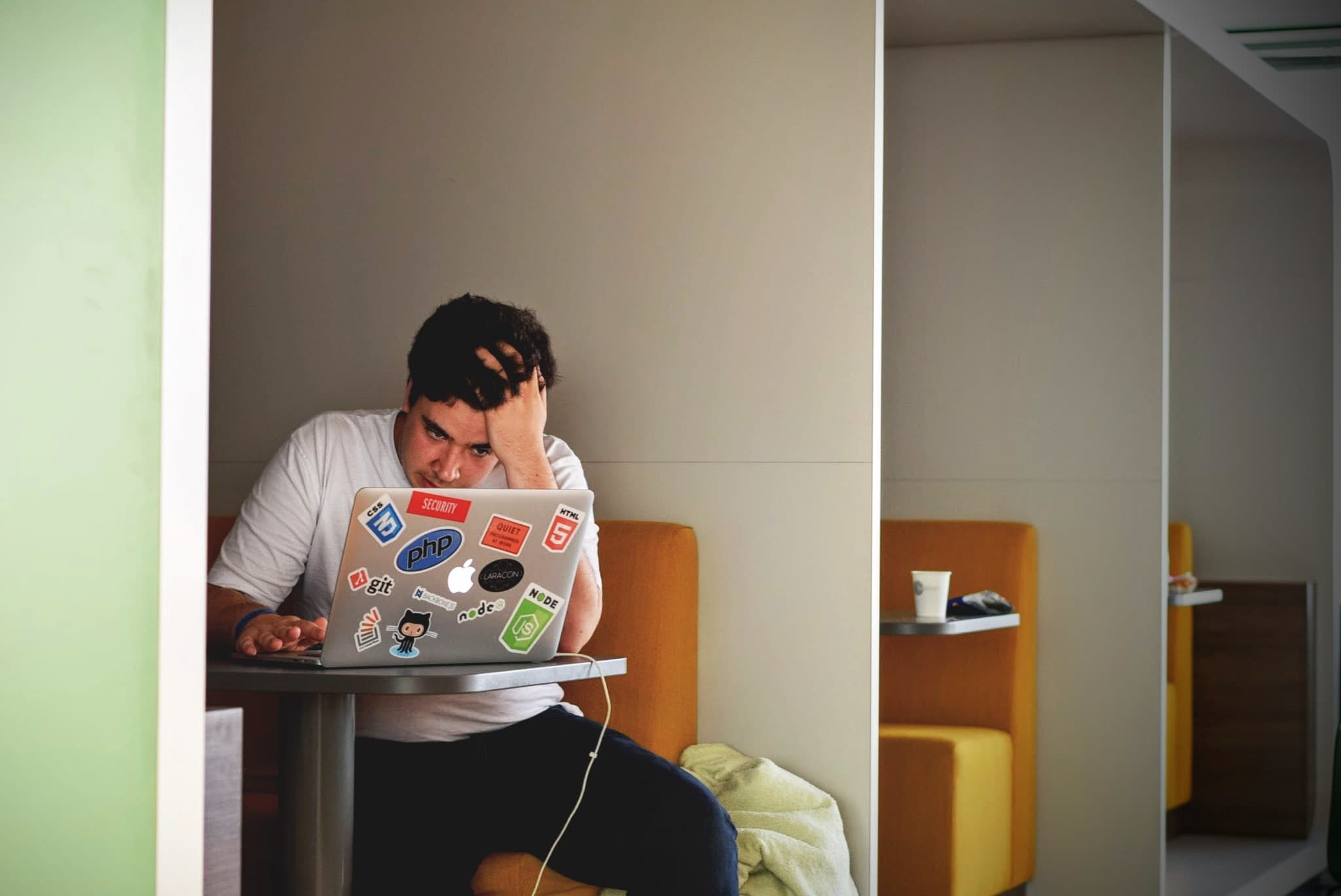 picture of a worried man at the computer