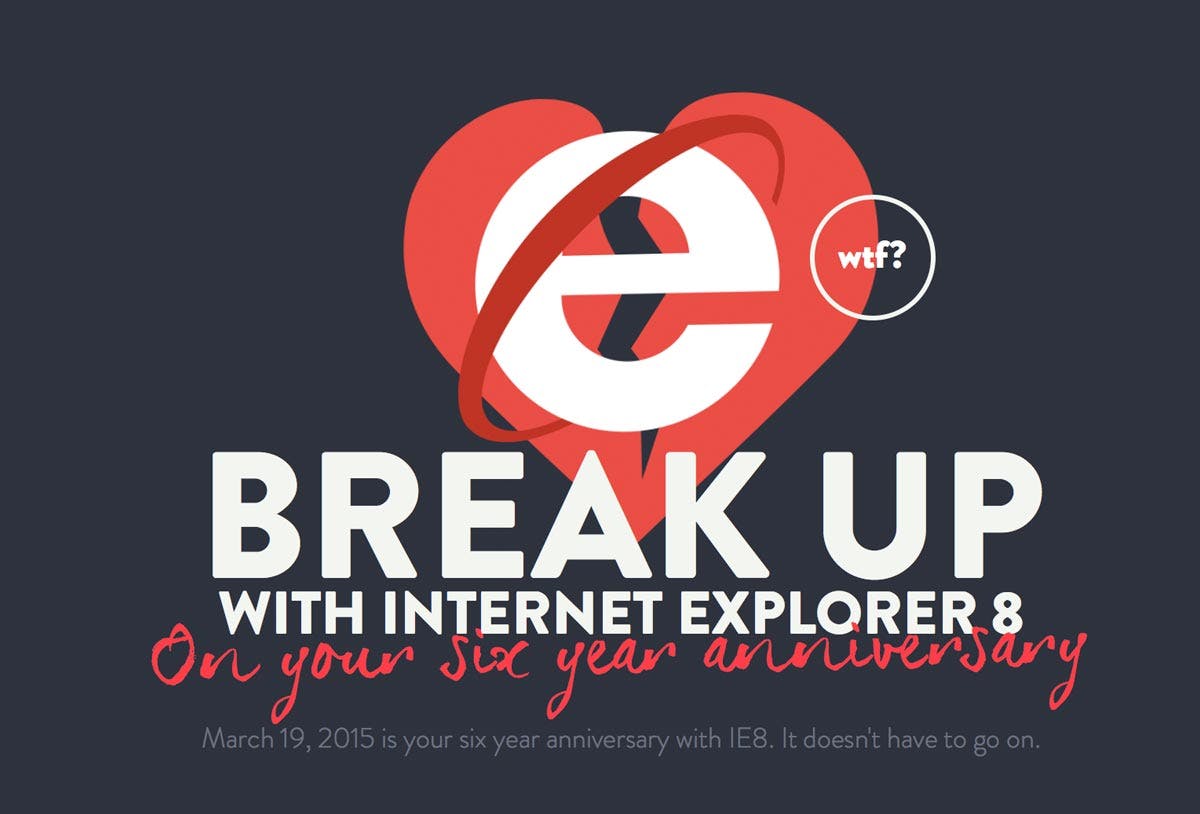 Screenshot of "Break up with Internet Explorer 8" site