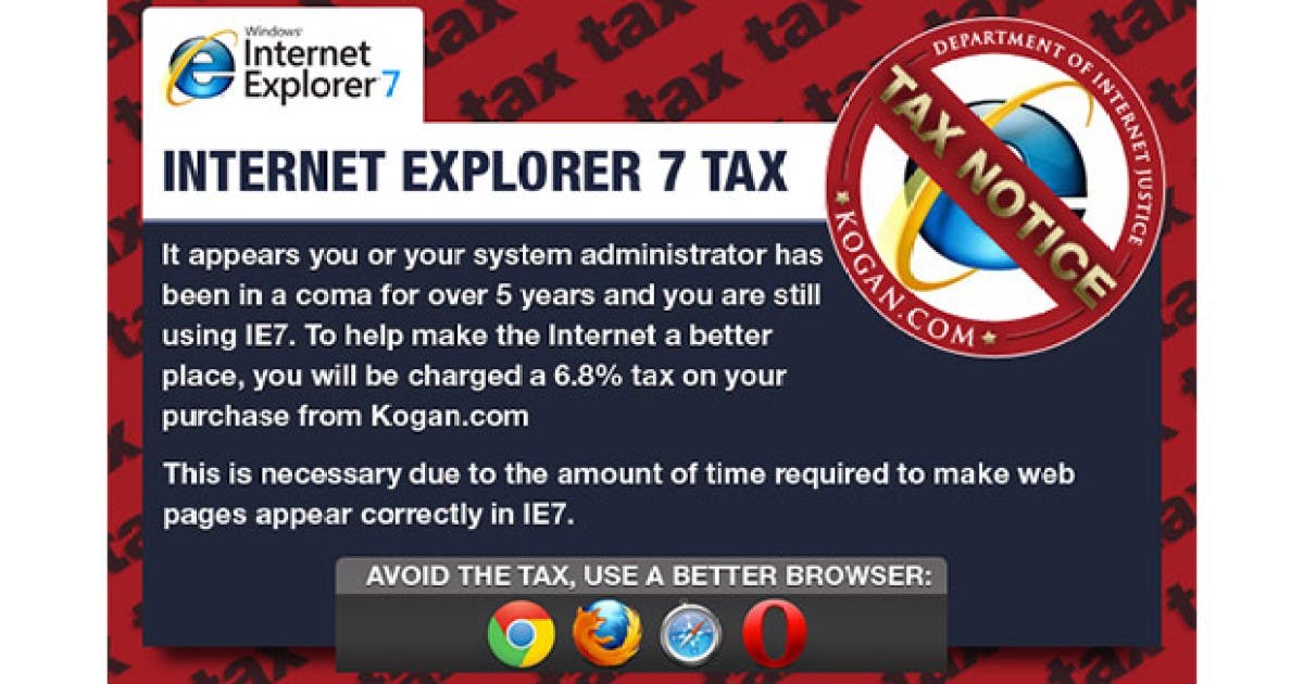 Screenshot of IE7 tax site